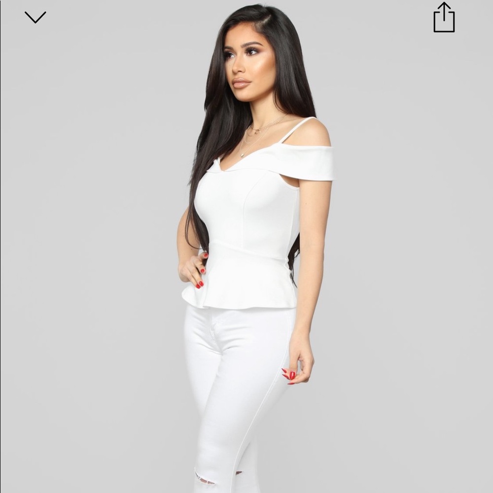 Fashion Nova - Joanna Cold Shoulder Top Peplum
